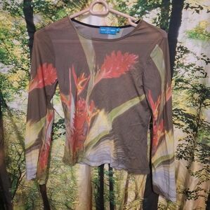 Photoprint floral semisheer authentic 90s clubwear